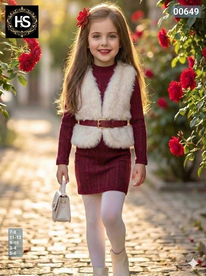 Mor Fitted Elbise ve Kürklü Yelek - Görsel 4