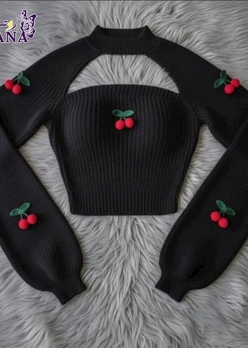 Nakışlı Beyaz Yüksek Yakalı Mini Triko Kazak - Görsel 4