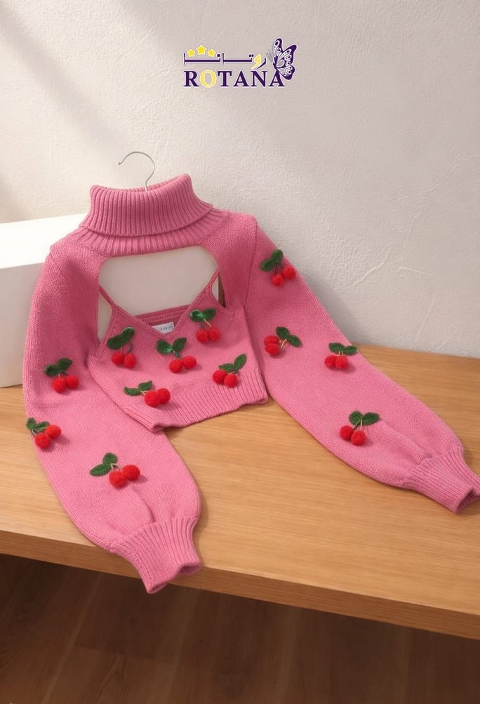 Nakışlı Beyaz Yüksek Yakalı Mini Triko Kazak - Görsel 5