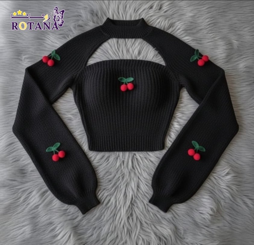 Nakışlı Beyaz Yüksek Yakalı Mini Triko Kazak - Görsel 4