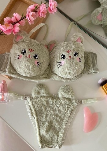 Nakışlı, sevimli tavşan kürklü, normal dolgulu iç takım - Görsel 4