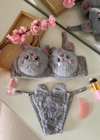 Nakışlı, sevimli tavşan kürklü, normal dolgulu iç takım - Görsel 3