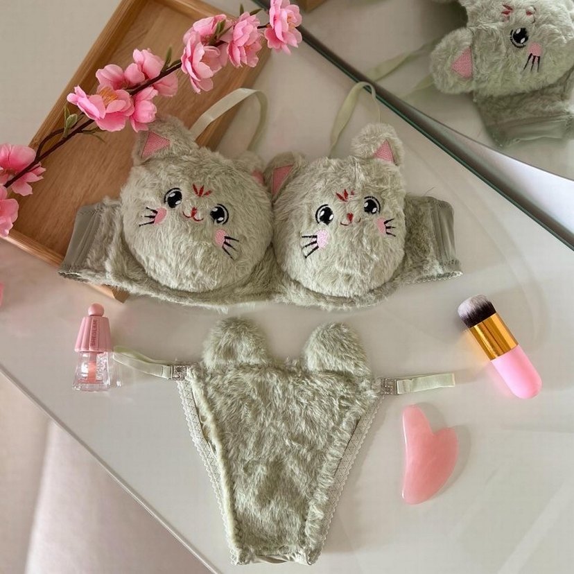 Nakışlı, sevimli tavşan kürklü, normal dolgulu iç takım - Görsel 4