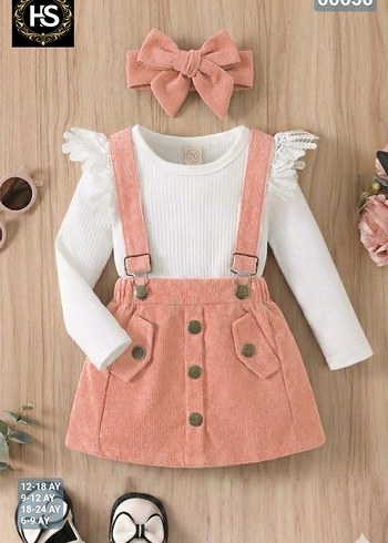 Kız Çocuk Fırfırlı Uzun Kollu Keten Elbise - Görsel 4