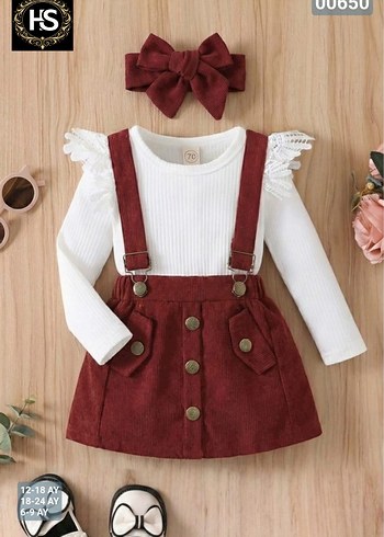 Kız Çocuk Fırfırlı Uzun Kollu Keten Elbise - Görsel 2