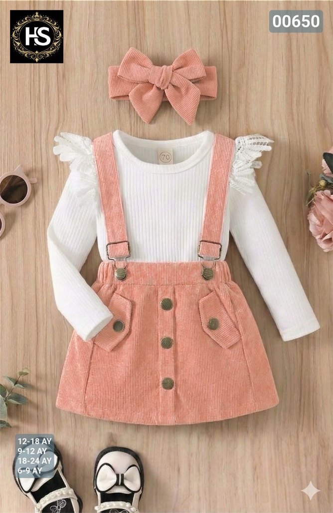 Kız Çocuk Fırfırlı Uzun Kollu Keten Elbise - Görsel 4