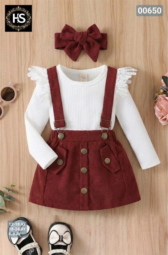 Kız Çocuk Fırfırlı Uzun Kollu Keten Elbise - Görsel 2