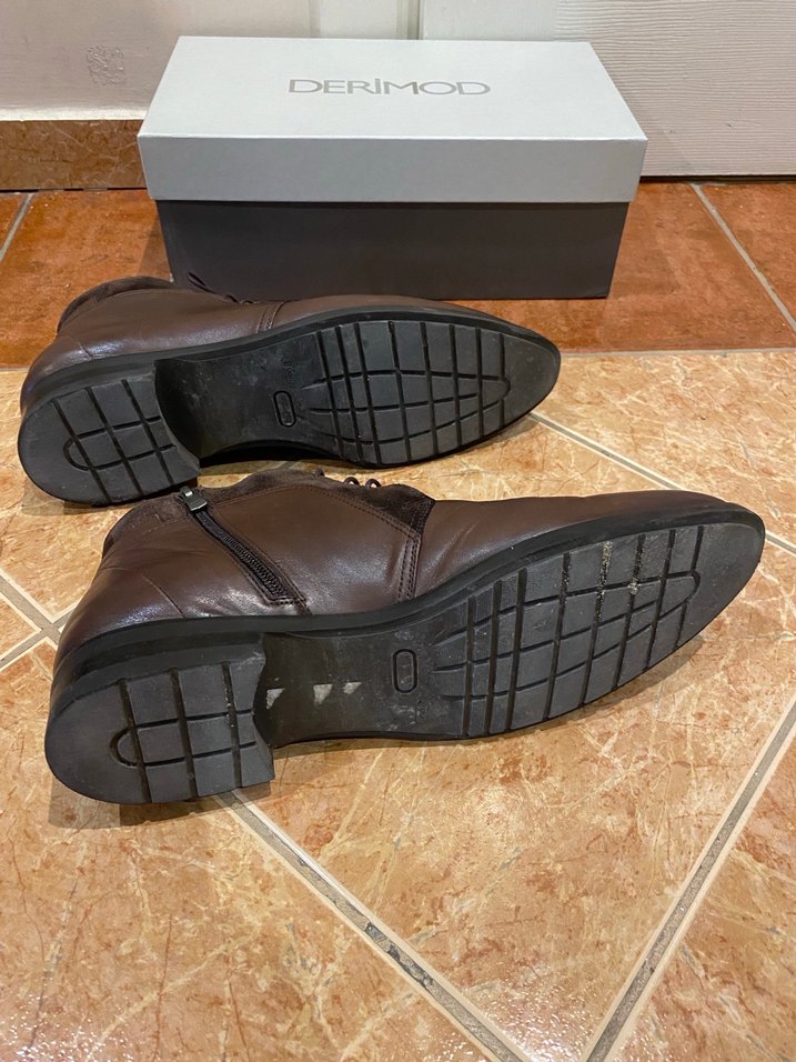 Derimod Kahverengi Deri Erkek Klasik Bot - Görsel 5