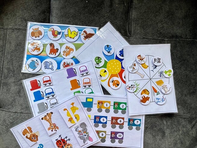 6adet pvc etkinlik sayfası rakam renk hayvan eşleştirme
