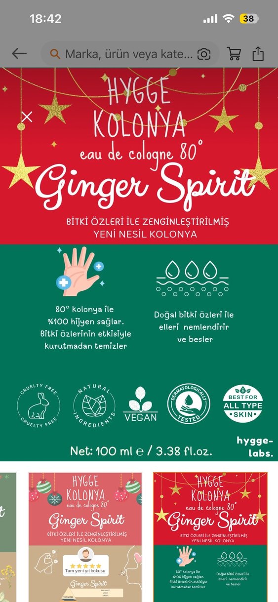 Hygge Kolonya Ginger Spirit 100 ml - Görsel 5