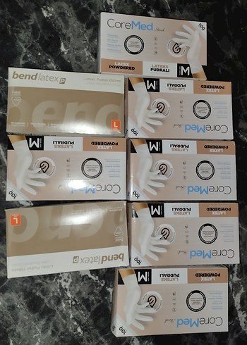 CoreMed Pudralı Lateks Eldiven M Beden Beyaz tanesi - Görsel 2