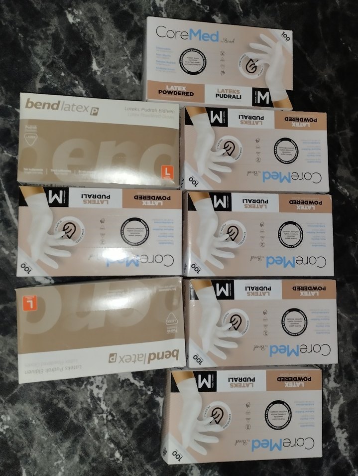 CoreMed Pudralı Lateks Eldiven M Beden Beyaz tanesi - Görsel 2