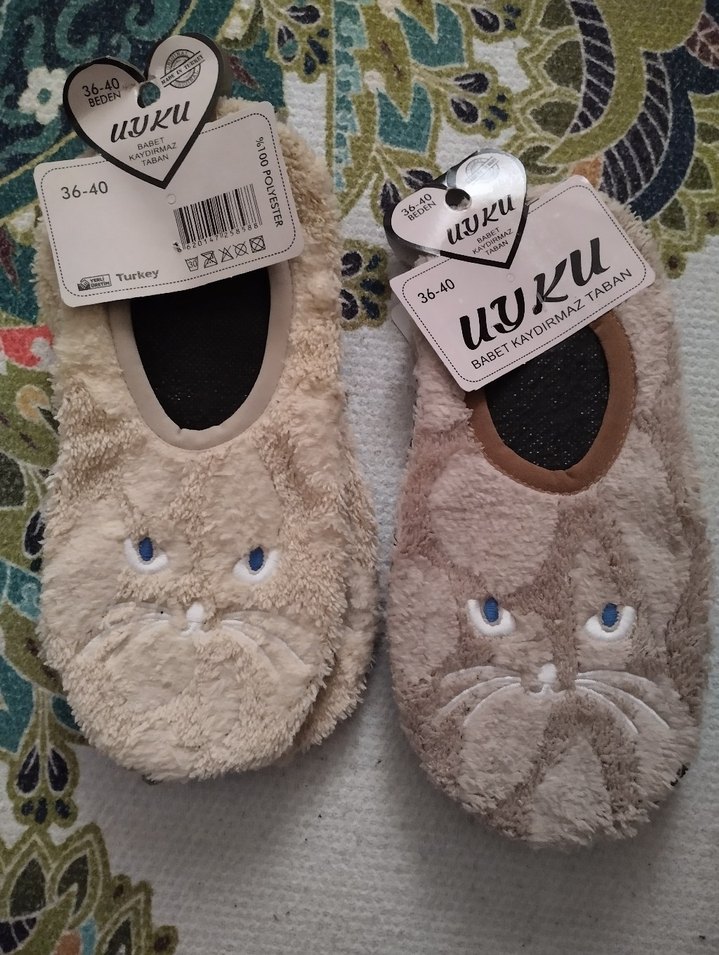 Kızlar için Nakışlı Örgü Yün Terlikler - Görsel 2