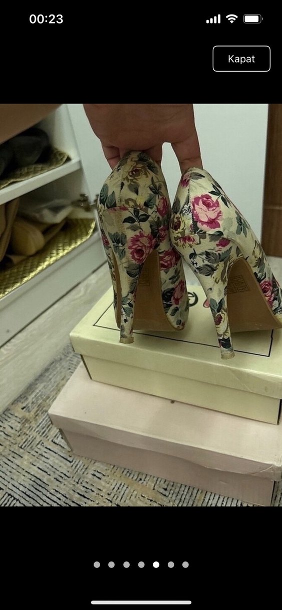 Çiçek Desenli Pastel Renkli Stiletto - Görsel 2