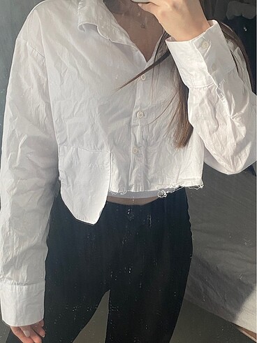 Madmex crop beyaz crop gömlek