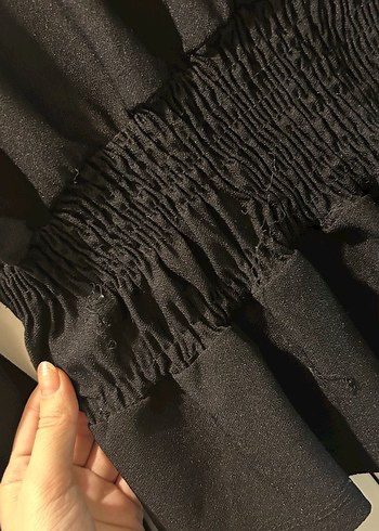 Siyah Kemerli V Yaka Uzun Kollu Bluz - Görsel 4