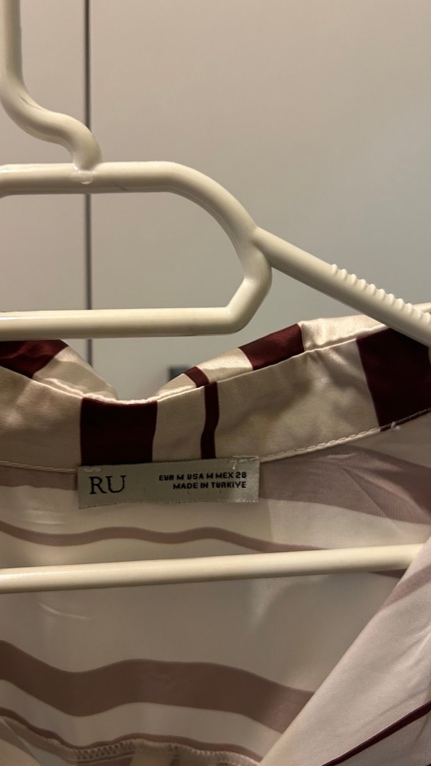 Bordo Çizgili Düğmeli Kadın Gömlek - Görsel 5