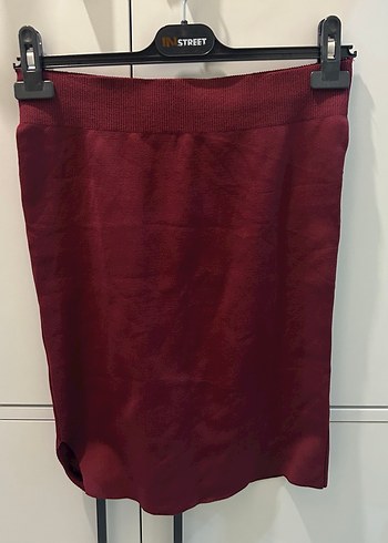 Bordo Kadın İnce Yün Kazak ve Etek 2li Takım - Görsel 3