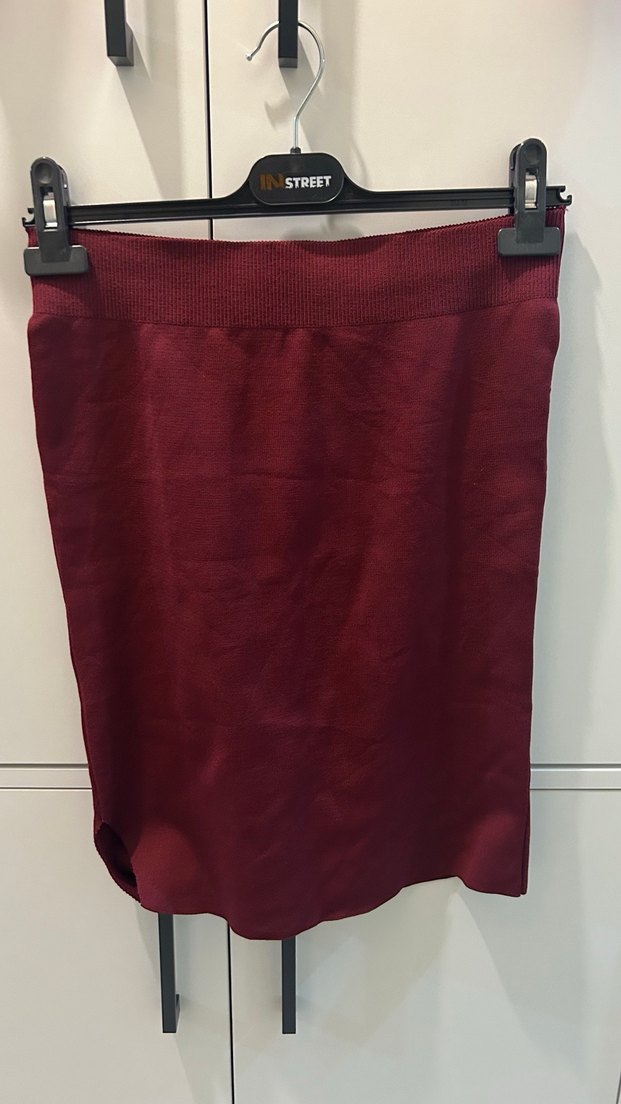 Bordo Kadın İnce Yün Kazak ve Etek 2li Takım - Görsel 4