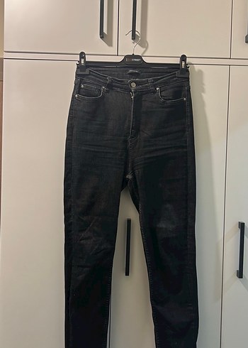 Siyah Kadın Midi Boy Kot Pantolon - Görsel 2