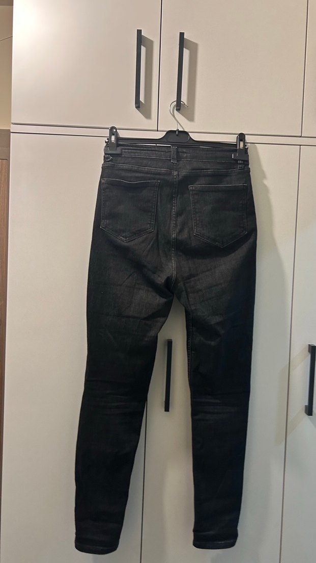 Siyah Kadın Midi Boy Kot Pantolon - Görsel 3