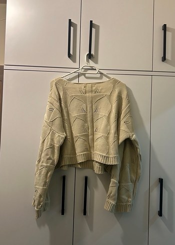 Bej Bohem Örgü Kadın Kazak - Görsel 2