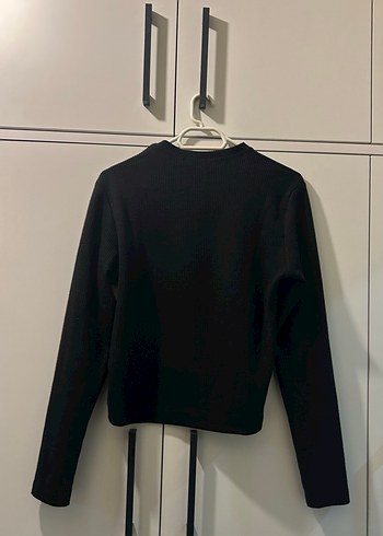 Siyah Uzun Kollu İnce Kadın Kazak - Görsel 2