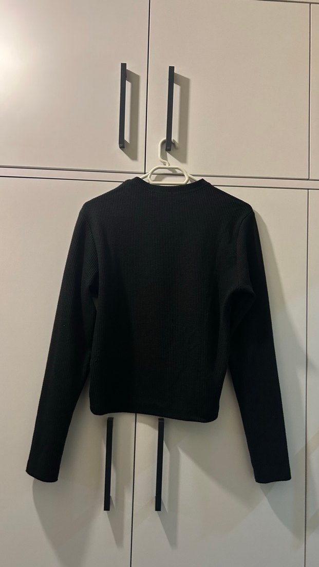 Siyah Uzun Kollu İnce Kadın Kazak - Görsel 2