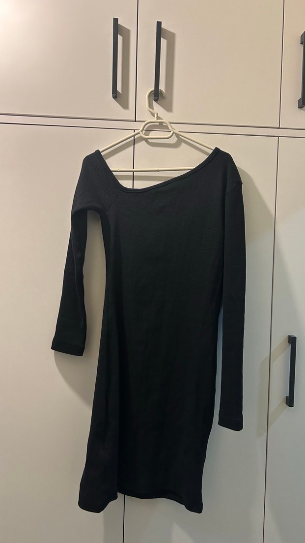 Siyah Kadın Uzun Kollu Triko Elbise - Görsel 5