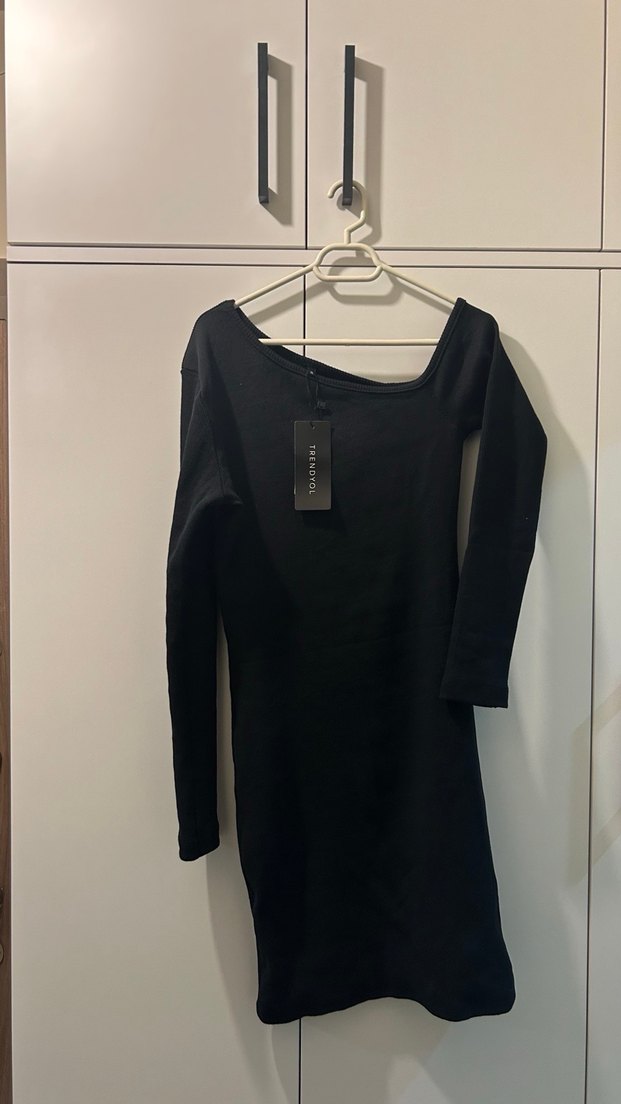 Siyah Kadın Uzun Kollu Triko Elbise - Görsel 2