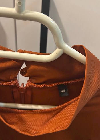 Uzun Kollu Kiremit Midi Triko Elbise - Görsel 4