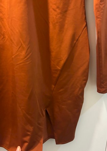 Uzun Kollu Kiremit Midi Triko Elbise - Görsel 3