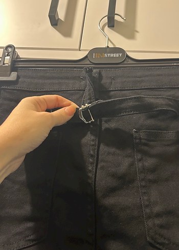 Siyah Rahat Kesim Midi Kot Pantolon - Görsel 3