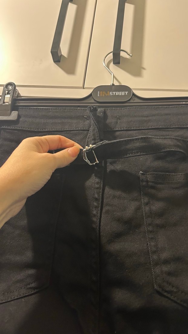 Siyah Rahat Kesim Midi Kot Pantolon - Görsel 3