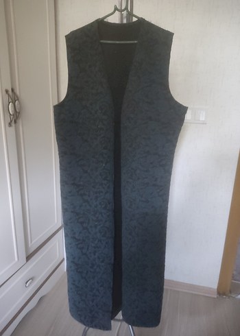 48 Beden Uzun Kesim V Yaka Kolsuz yeşil Gotik Yelek