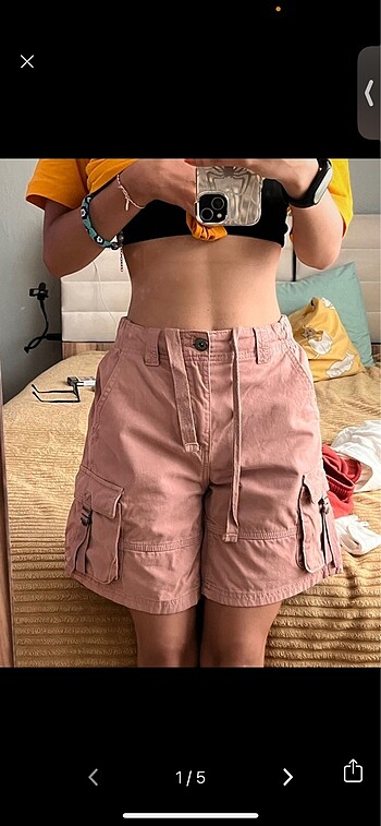 BERSHKA Pembe Bermuda Şort