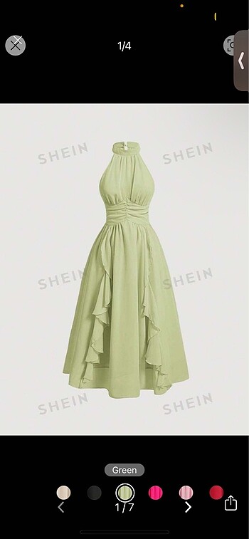 Shein fıstık yeşili elbise
