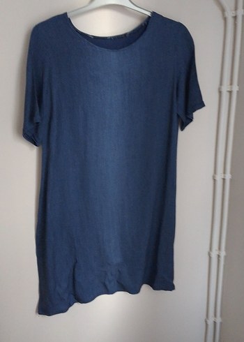 Lacivert Kadın Denim Midi Tunik