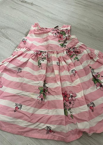 9-12 Ay Beden pembe Renk LC Waikiki Pembe Kolsuz Kız Elbisesi