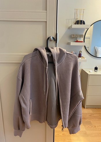 Twist Gri Örgü Kapüşonlu Kadın Sweatshirt