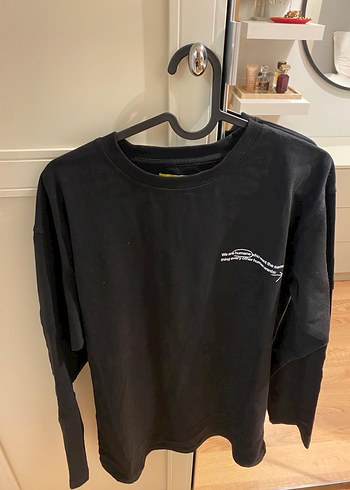 Siyah Uzun Kollu Baskılı Kadın Sweatshirt