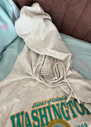m Beden Gri Kapüşonlu, Kadın Sweatshirt