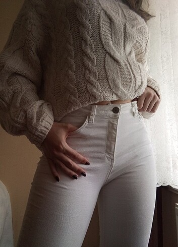 Zara Beyaz kot pantolon jean