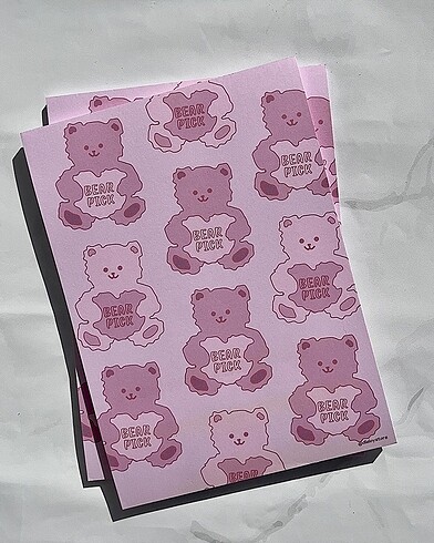 Pembe Ayı Desenli Planlayıcı Bloknot Defter(15x21)