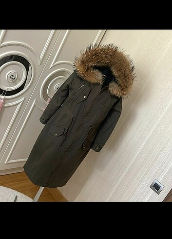 s Beden haki Renk Gerçek tilki tüylü parka 