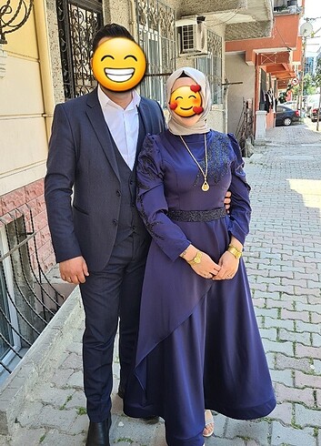 Lacivert saten elbise