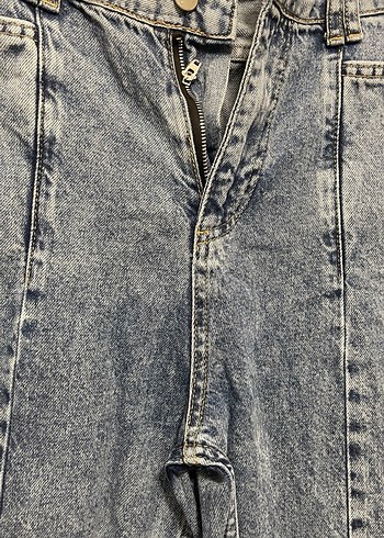 Mavi Midi Boy havuç kesim pantolon - Görsel 3