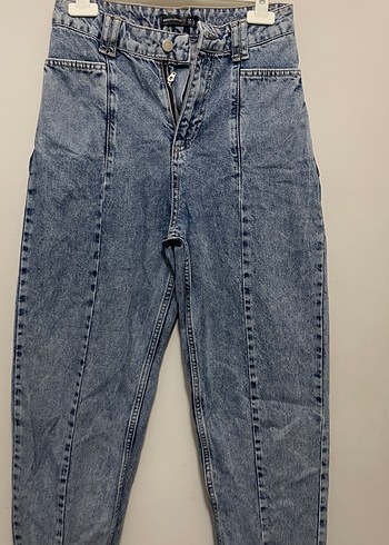 Mavi Midi Boy havuç kesim pantolon - Görsel 2