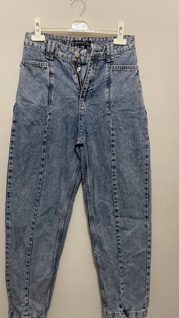 Mavi Midi Boy havuç kesim pantolon - Görsel 2