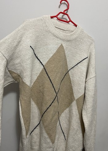 Bej Bohem Uzun Kollu Kadın Triko Kazak - Görsel 2